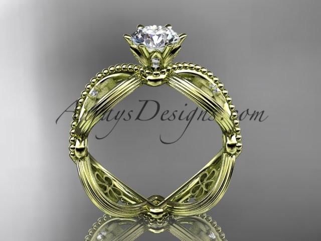 14kt yellow gold diamond floral wedding ring, engagement ring ADLR192 - AnjaysDesigns