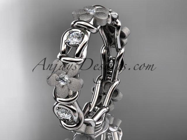platinum diamond flower wedding ring, engagement ring, wedding band ADLR197 - AnjaysDesigns