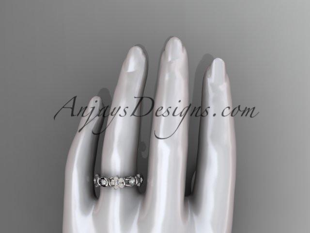 platinum diamond flower wedding ring, engagement ring, wedding band ADLR197 - AnjaysDesigns