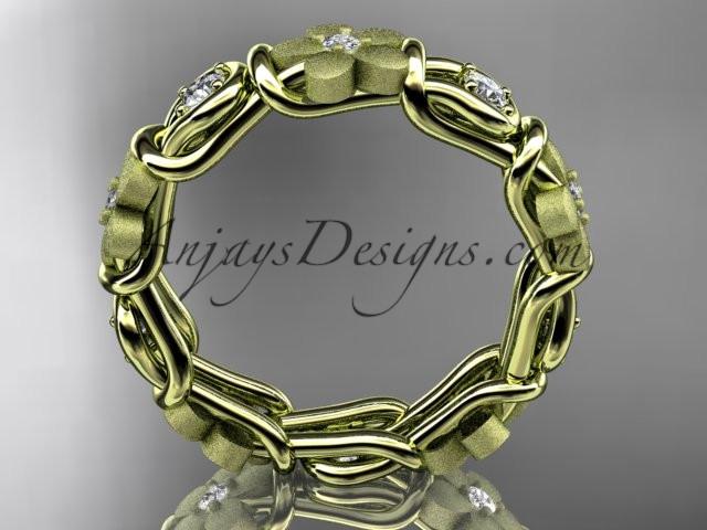 14kt yellow gold diamond flower wedding ring, engagement ring, wedding band ADLR197 - AnjaysDesigns