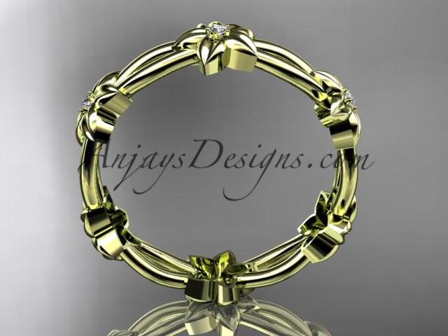 14k yellow gold diamond leaf,vine flower wedding ring,engagement ring ADLR19B - AnjaysDesigns