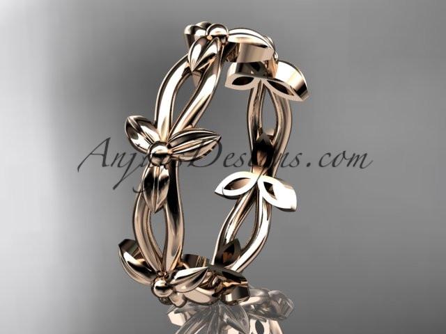 14k rose gold leaf and vine wedding ring, engagement ring ADLR19C - AnjaysDesigns