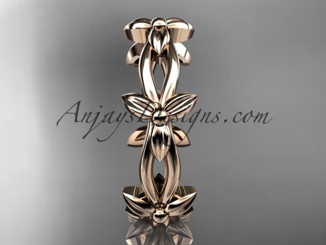 14k rose gold leaf and vine wedding ring, engagement ring ADLR19C - AnjaysDesigns