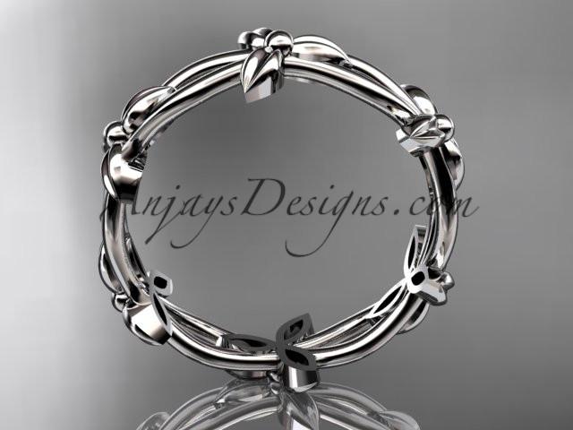 14k white gold leaf and vine wedding ring, engagement ring ADLR19C - AnjaysDesigns