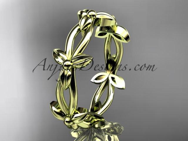 14k yellow gold leaf and vine wedding ring, engagement ring ADLR19C - AnjaysDesigns