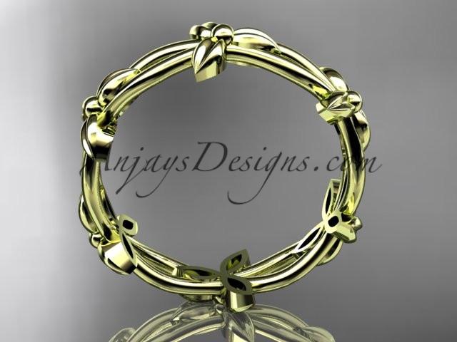 14k yellow gold leaf and vine wedding ring, engagement ring ADLR19C - AnjaysDesigns