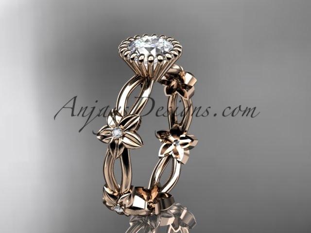 14k rose gold diamond leaf and vine wedding ring,engagement ring ADLR19D - AnjaysDesigns, Unique Engagement Rings - Jewelry, Anjays Designs - AnjaysDesigns, AnjaysDesigns - AnjaysDesigns.co, 