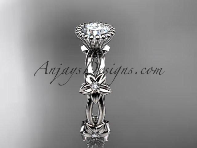 platinum diamond leaf and vine wedding ring,engagement ring ADLR19D - AnjaysDesigns