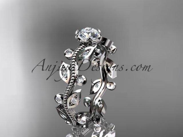 platinum diamond leaf wedding ring,engagement ring ADLR1 - AnjaysDesigns