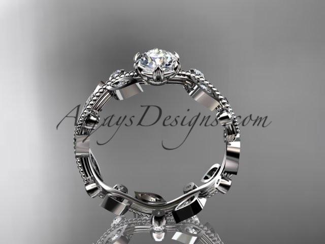 platinum diamond leaf wedding ring,engagement ring ADLR1 - AnjaysDesigns