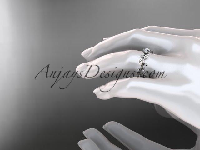 platinum diamond leaf wedding ring,engagement ring ADLR1 - AnjaysDesigns