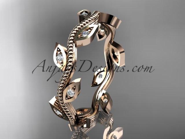 14k rose gold diamond leaf and vine wedding ring, engagement ring, wedding band ADLR1B - AnjaysDesigns, Diamond Wedding Bands - Jewelry, Anjays Designs - AnjaysDesigns, AnjaysDesigns - AnjaysDesigns.co, 