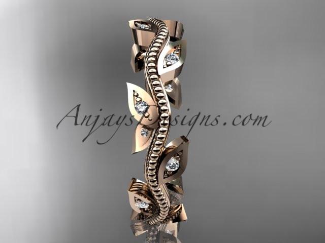 14k rose gold diamond leaf and vine wedding ring, engagement ring, wedding band ADLR1B - AnjaysDesigns, Diamond Wedding Bands - Jewelry, Anjays Designs - AnjaysDesigns, AnjaysDesigns - AnjaysDesigns.co, 