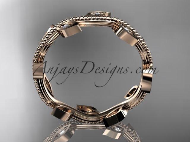 14k rose gold diamond leaf and vine wedding ring, engagement ring, wedding band ADLR1B - AnjaysDesigns, Diamond Wedding Bands - Jewelry, Anjays Designs - AnjaysDesigns, AnjaysDesigns - AnjaysDesigns.co, 