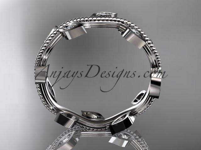 14kt white diamond leaf and vine wedding ring,engagement ring,wedding band ADLR1B - AnjaysDesigns