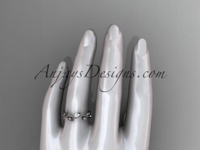 platinum diamond leaf and vine wedding ring, engagement ring, wedding band ADLR1B - AnjaysDesigns