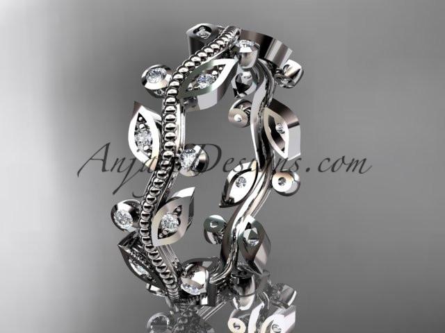 platinum diamond leaf and vine wedding ring,engagement ring,wedding band ADLR1B - AnjaysDesigns