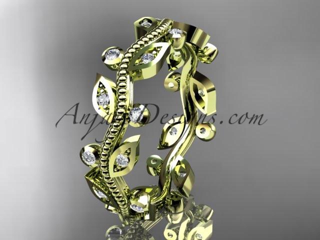 14kt yellow diamond leaf and vine wedding ring,engagement ring,wedding band ADLR1B - AnjaysDesigns