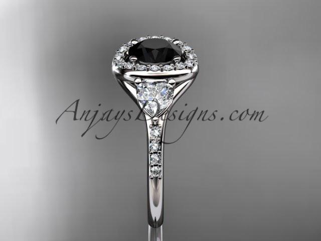 platinum diamond unique engagement ring,wedding ring with a Black Diamond center stone ADLR201 - AnjaysDesigns