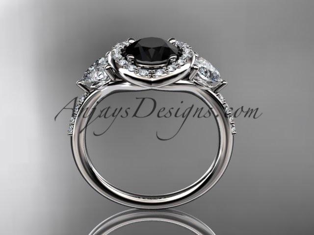 platinum diamond unique engagement ring,wedding ring with a Black Diamond center stone ADLR201 - AnjaysDesigns