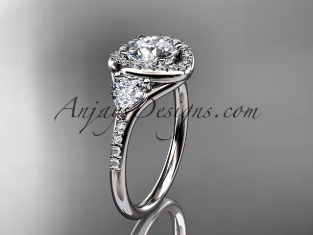 Platinum diamond unique engagement ring,wedding ring ADLR201 - AnjaysDesigns