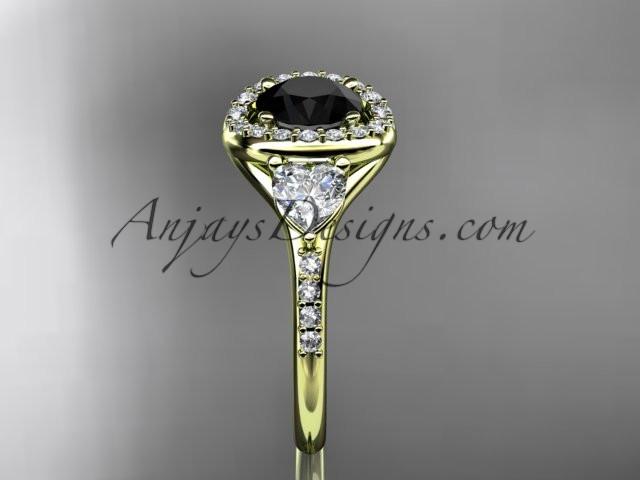 14kt yellow gold diamond unique engagement ring,wedding ring with a Black Diamond center stone ADLR201 - AnjaysDesigns