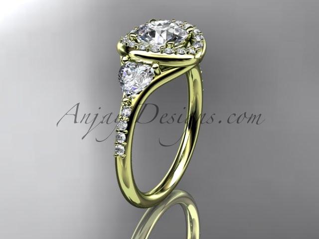 14kt yellow gold diamond unique engagement ring,wedding ring with a "Forever One" Moissanite center stone ADLR201 - AnjaysDesigns
