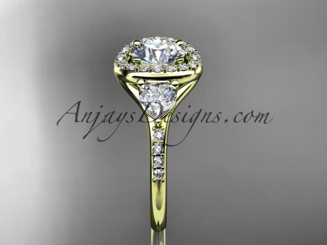 14kt yellow gold diamond unique engagement ring,wedding ring with a "Forever One" Moissanite center stone ADLR201 - AnjaysDesigns