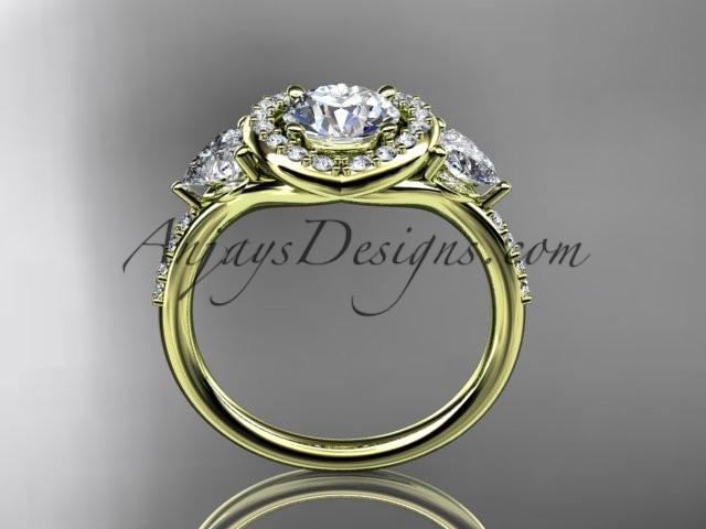 14kt yellow gold diamond unique engagement ring,wedding ring with a "Forever One" Moissanite center stone ADLR201 - AnjaysDesigns