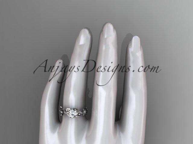 Platinum diamond leaf and vine engagement ring ADLR209 - AnjaysDesigns