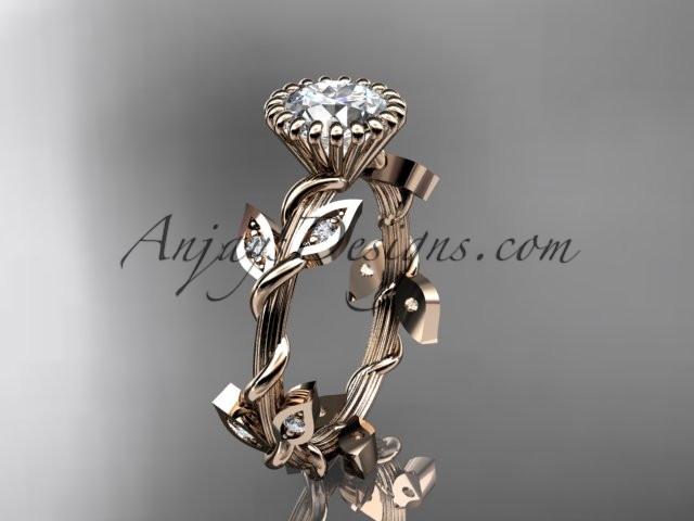 14kt rose gold diamond leaf and vine wedding ring,engagement ring ADLR20A - AnjaysDesigns