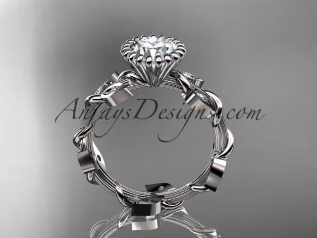 platinum diamond leaf and vine wedding ring,engagement ring ADLR20A - AnjaysDesigns