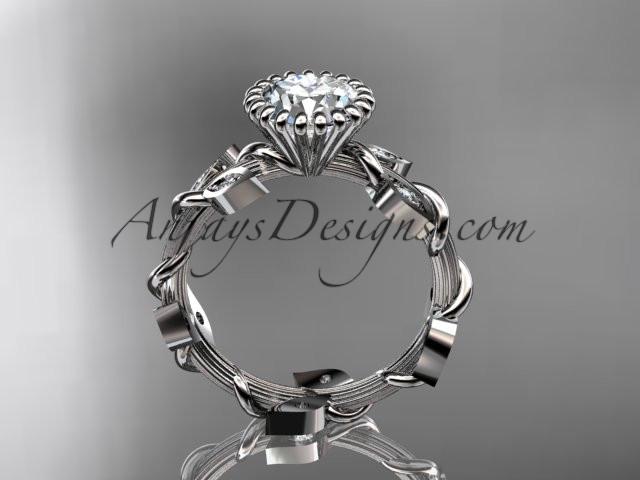 14kt white gold diamond leaf and vine wedding ring,engagement ring ADLR20A - AnjaysDesigns