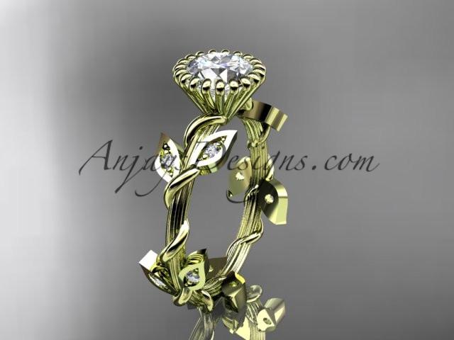 14kt yellow gold diamond leaf and vine wedding ring,engagement ring ADLR20A - AnjaysDesigns