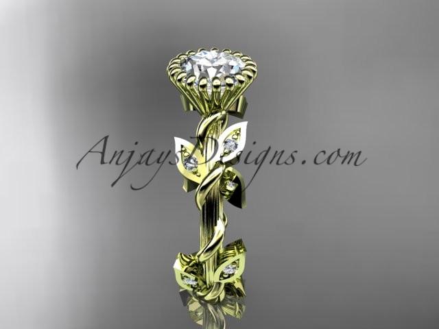 14kt yellow gold diamond leaf and vine wedding ring,engagement ring ADLR20A - AnjaysDesigns