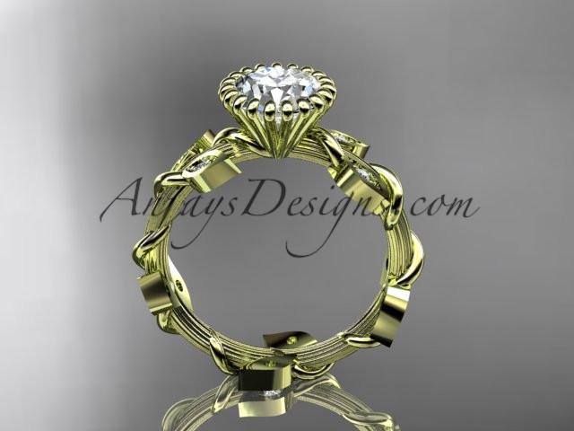 14kt yellow gold diamond leaf and vine wedding ring,engagement ring ADLR20A - AnjaysDesigns
