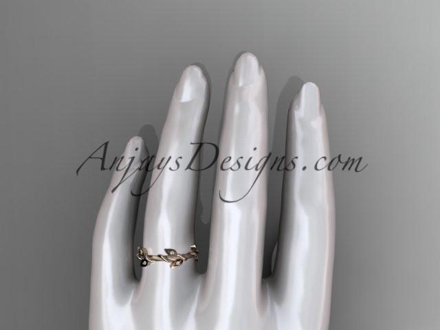14kt rose gold diamond leaf wedding ring, engagement ring, wedding band ADLR20B - AnjaysDesigns