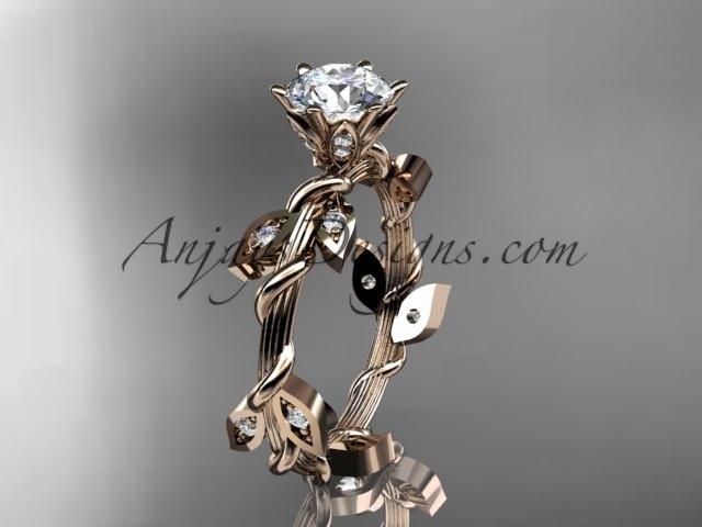 14kt rose gold diamond leaf and vine wedding ring,engagement ring ADLR20 - AnjaysDesigns