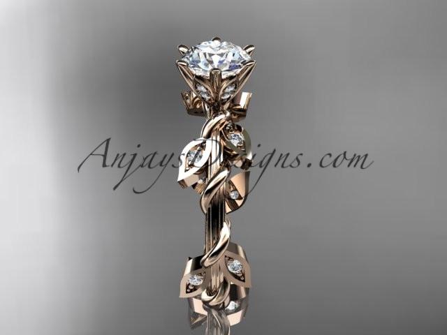14kt rose gold diamond leaf and vine wedding ring,engagement ring ADLR20 - AnjaysDesigns