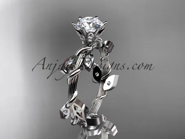14kt white gold diamond leaf and vine wedding ring,engagement ring ADLR20 - AnjaysDesigns