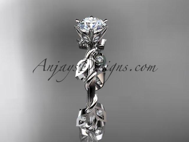 platinum diamond leaf and vine wedding ring,engagement ring ADLR20 - AnjaysDesigns