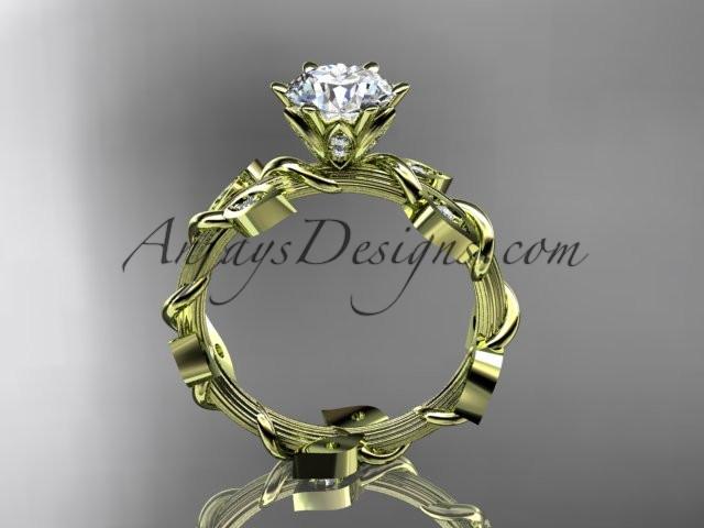 14kt yellow gold diamond leaf and vine wedding ring,engagement ring ADLR20 - AnjaysDesigns