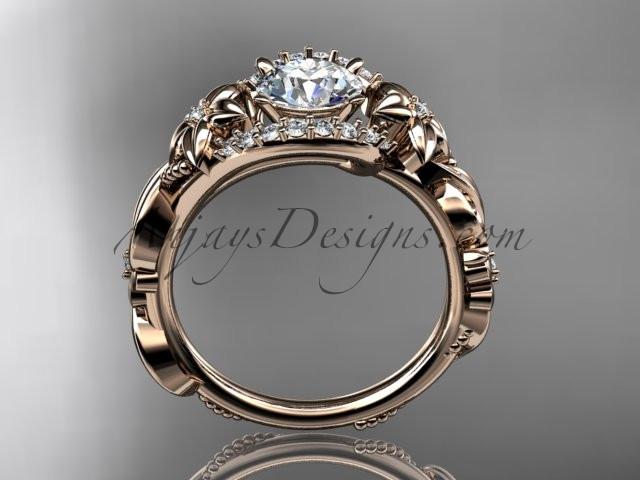 14k rose gold flower diamond unique engagement ring ADLR211 - AnjaysDesigns