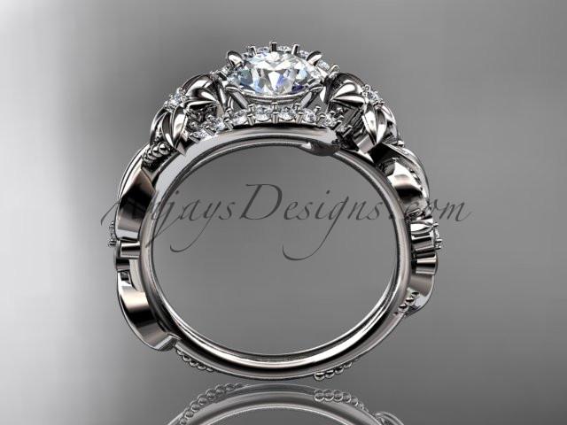 Platinum flower diamond unique engagement ring ADLR211 - AnjaysDesigns