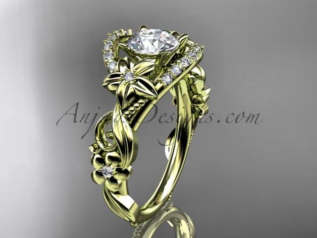 14k yellow gold flower diamond unique engagement ring ADLR211 - AnjaysDesigns