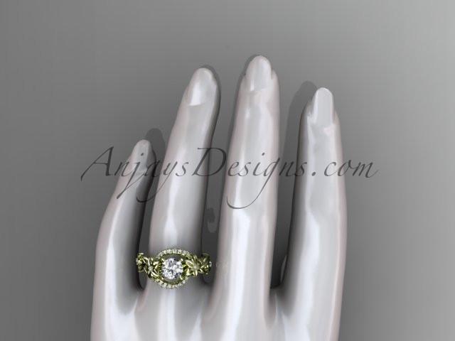 14k yellow gold flower diamond unique engagement ring ADLR211 - AnjaysDesigns