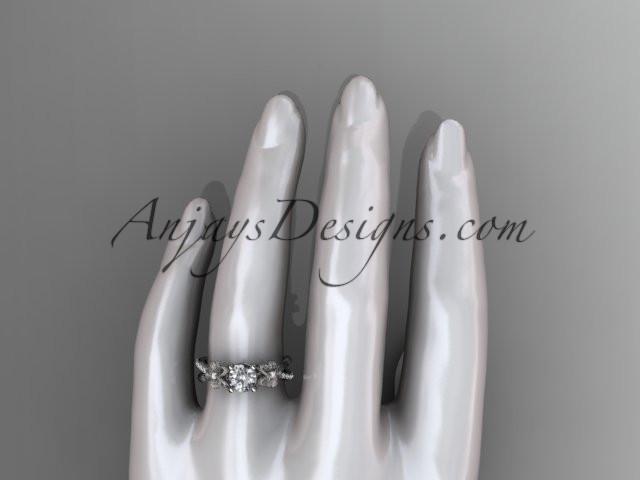 Platinum diamond leaf and vine wedding ring, engagement ring ADLR214 - AnjaysDesigns