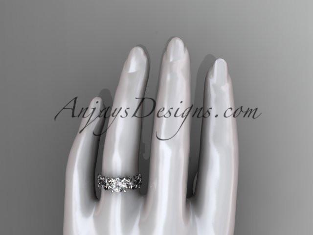 Platinum diamond floral leaf and vine wedding ring, engagement ring ADLR215 - AnjaysDesigns