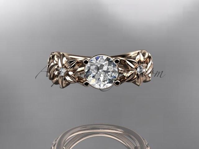 14kt rose gold diamond floral wedding ring, engagement ring ADLR216 - AnjaysDesigns