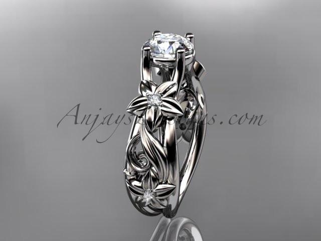 14kt white gold diamond floral wedding ring, engagement ring ADLR216 - AnjaysDesigns